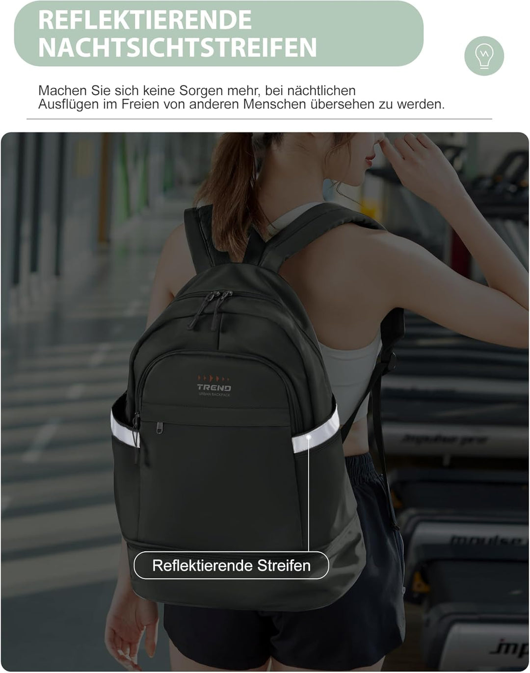 suradar Sportrucksack Damen Grosser Reiserucksack mit Schuhfach und Nasstasche für Damen Herren Lapt
