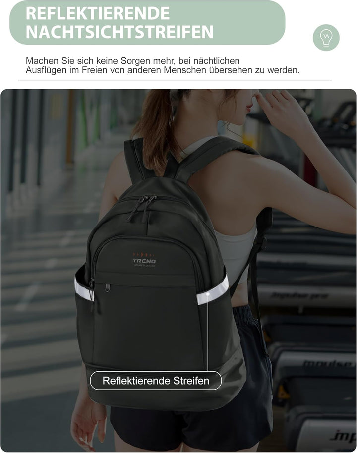 suradar Sportrucksack Damen Grosser Reiserucksack mit Schuhfach und Nasstasche für Damen Herren Lapt
