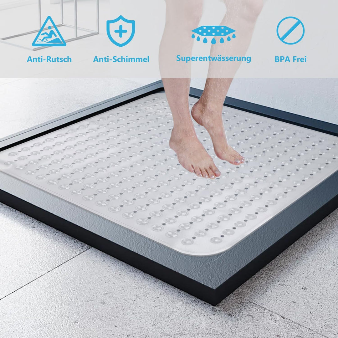 Duschmatte rutschfest 80x80cm Duscheinlage, Antirutschmatte mit Saugnäpfe für Dusche oder Badewanne,