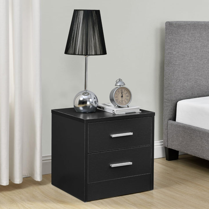 [en.casa] Eleganter Nachttisch mit 2 Schubladen Schwarz Nachtkommode Beistelltisch Kommode Schublade