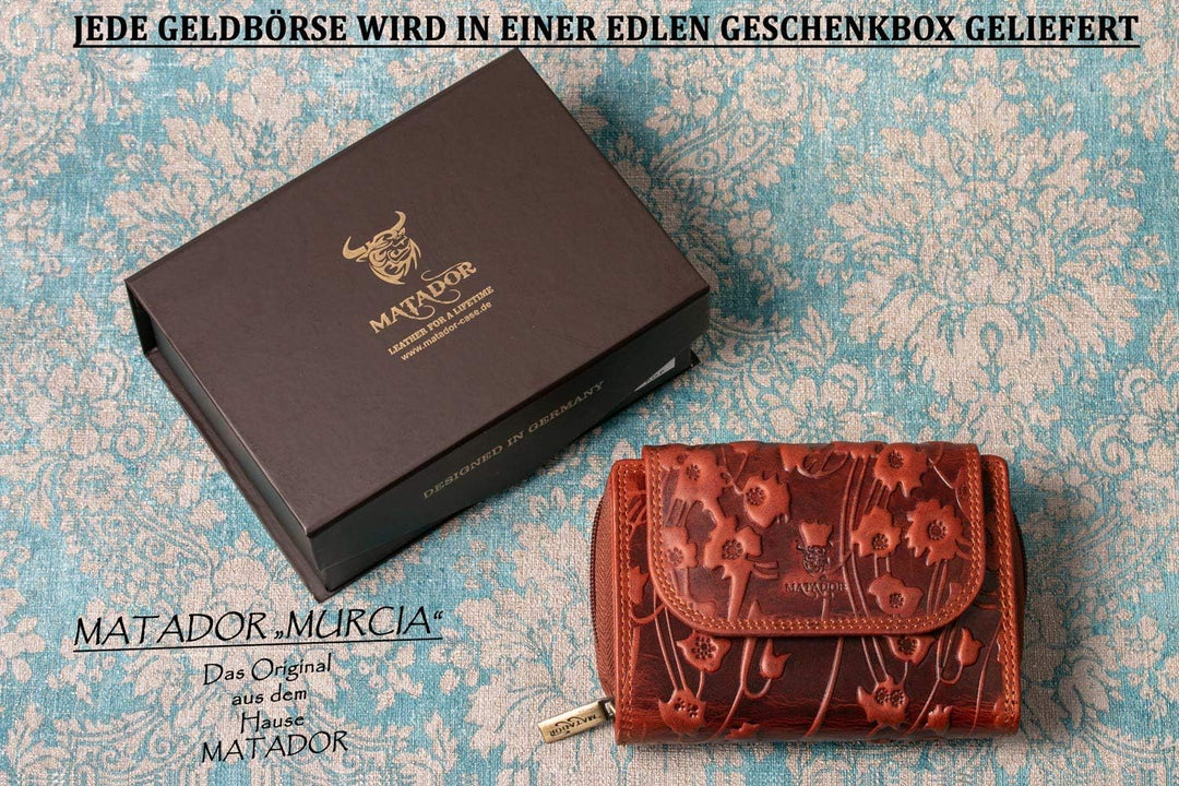 MATADOR® Echt Leder Geldbörse Damen Portemonnaie für Frauen TüV geprüfter RFID & NFCSchutz Geldtasch