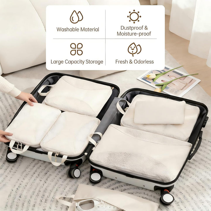 Travel Packing Cube Set - Compression Organizer with Shoe Bag, Toiletry Pouch & Laundry Bag, Lightwe
