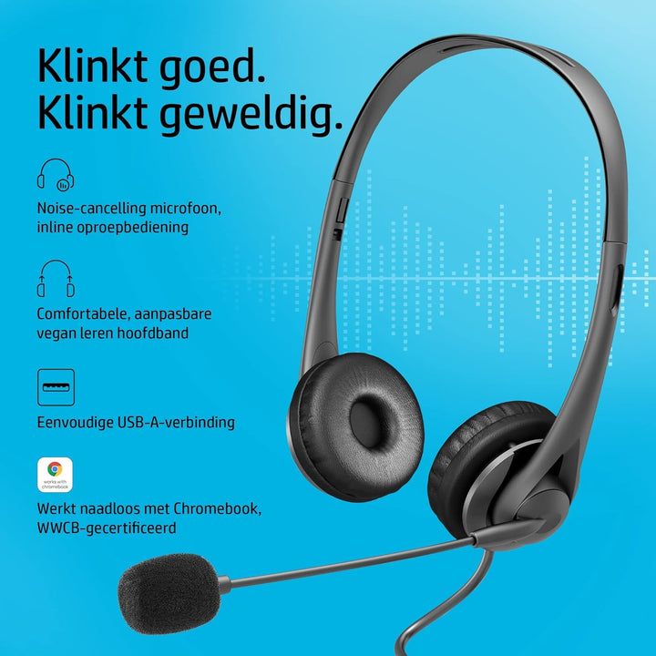 HP Wired USB-A Stereo Headset G2 Euro Schwarz, USB