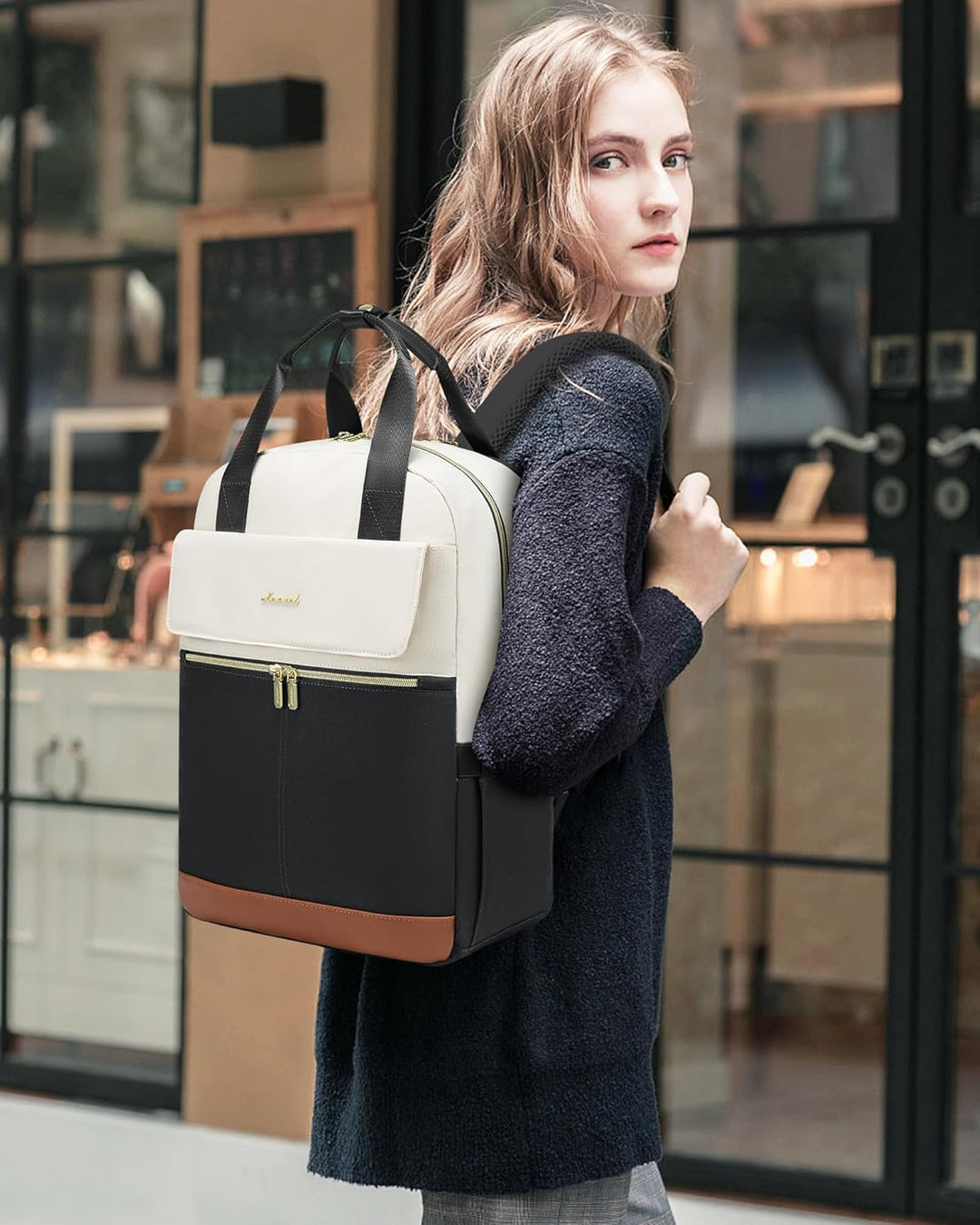 LOVEVOOK Rucksack Damen, 15,6 Zoll Laptop Schulrucksack Teenager Mädchen mit Laptopfach, Wasserdicht