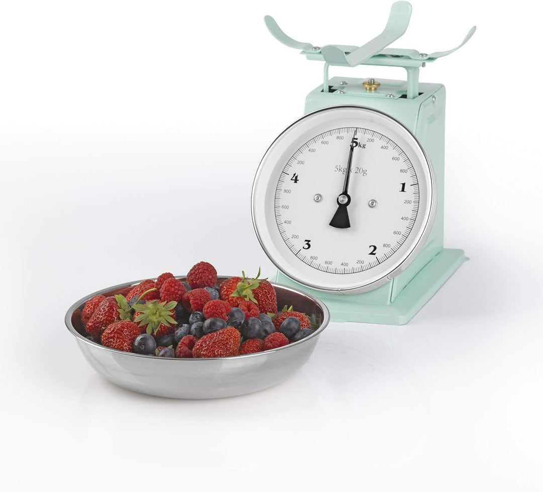 GOURMETmaxx Küchenwaage in Retro-Design | Edelstahl-Waagschale mit exakten Messergebnissen und Tara-