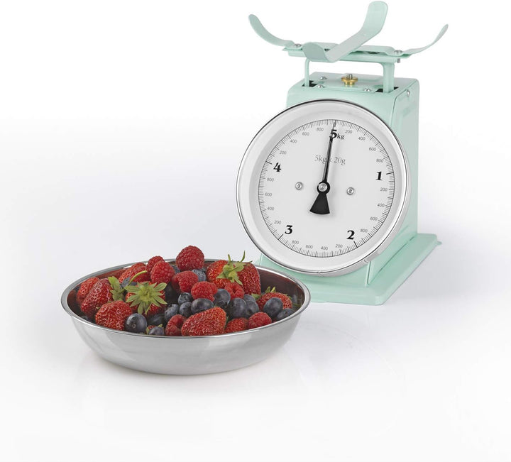 GOURMETmaxx Küchenwaage in Retro-Design | Edelstahl-Waagschale mit exakten Messergebnissen und Tara-