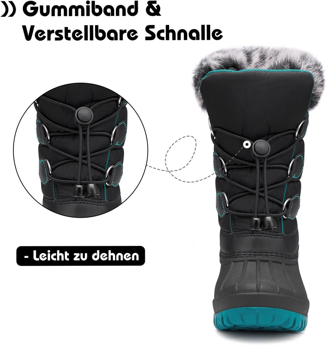 Mishansha Kinder Winterstiefel Gefüttert Wasserdichte Rutschfest Schneestiefel für Mädchen Jungen, G