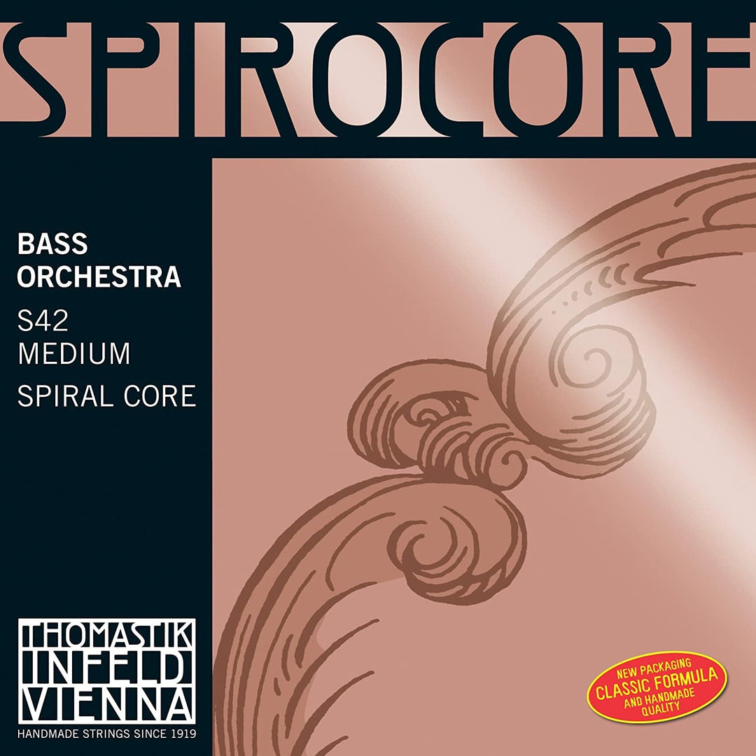 Thomastik 644220 Saiten für Kontrabass Spirocore Spiralkern Orchesterstimmung, Satz 4/4 mittel für M