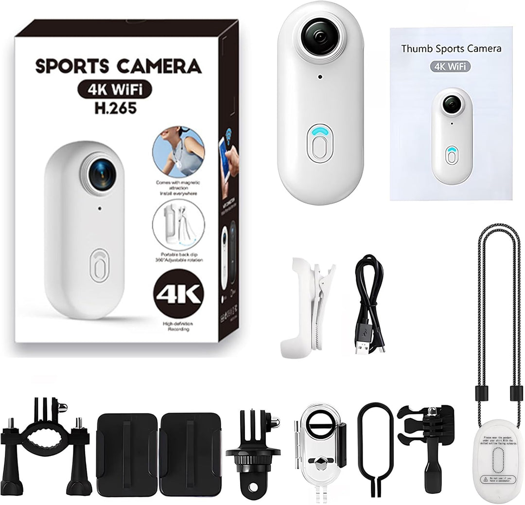 4K Mini Action Kamera mit 360° Drehclip, Wearable Body Cam & Mini Sportkamera, Tragbare Video Kamera