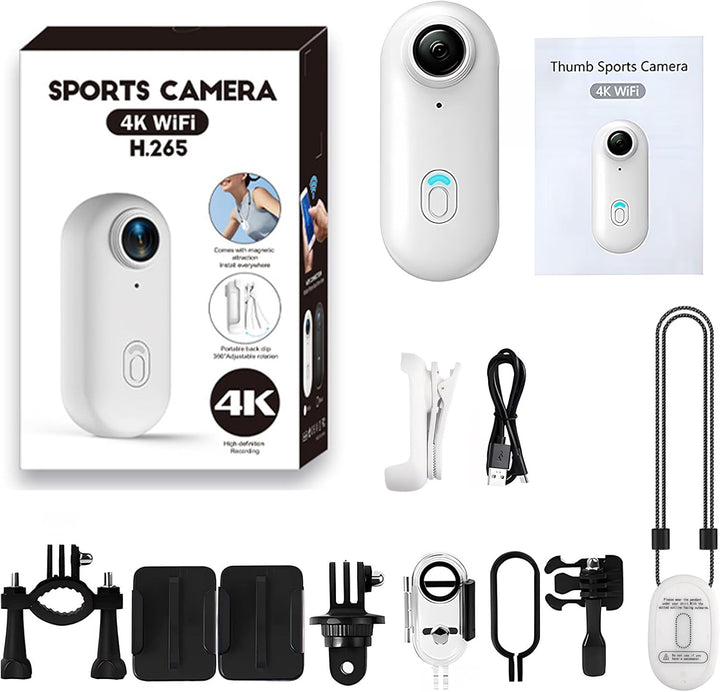 4K Mini Action Kamera mit 360° Drehclip, Wearable Body Cam & Mini Sportkamera, Tragbare Video Kamera