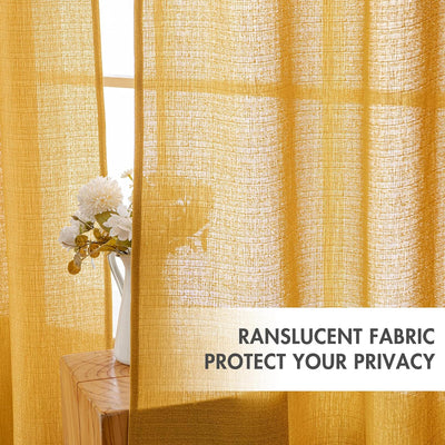 MIULEE 2er Set Voile Vorhang Sheer Leinenvorhang mit Ösen Transparente Unregelmässige Textur Gardine
