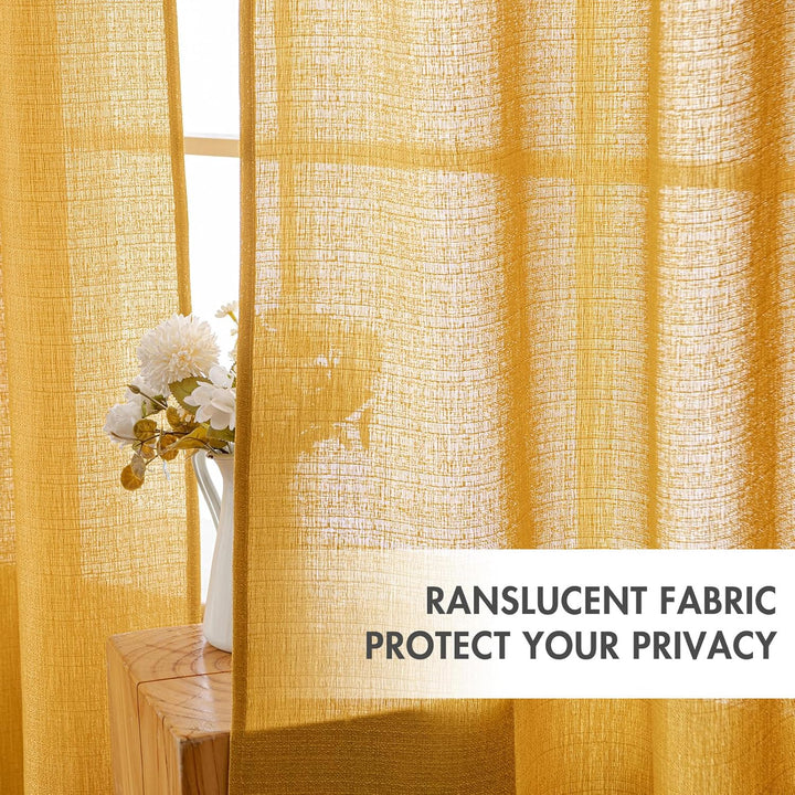 MIULEE 2er Set Voile Vorhang Sheer Leinenvorhang mit Ösen Transparente Unregelmässige Textur Gardine