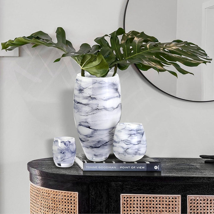 Terroso – Vase – Mundgeblasenes arktisches Glas – Luxuriöses Erscheinungsbild, Stilvoll &amp; Elegant -