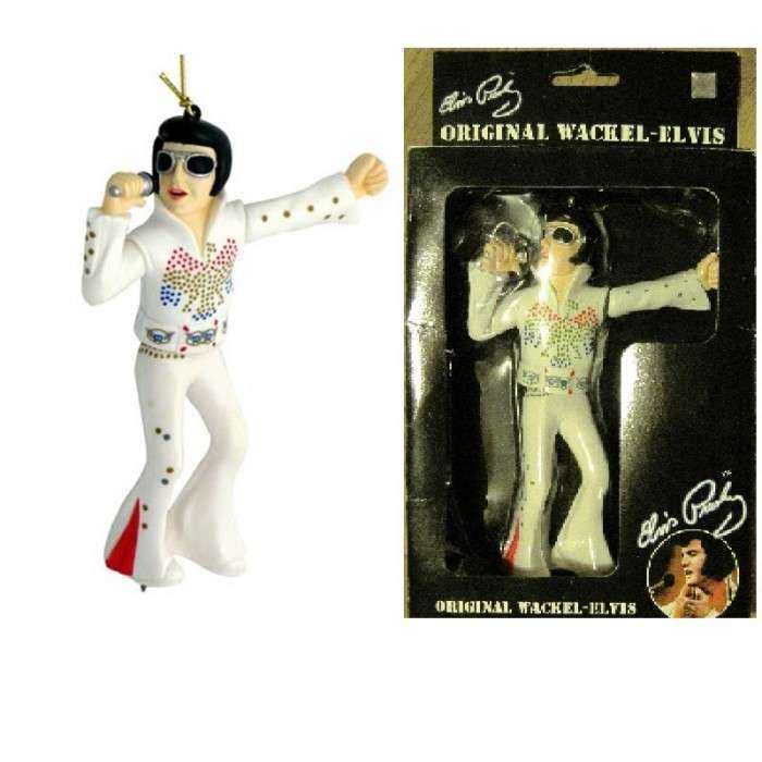 Tanzende Elvis-Figur für den Rückspiegel (weiss), für Sammler