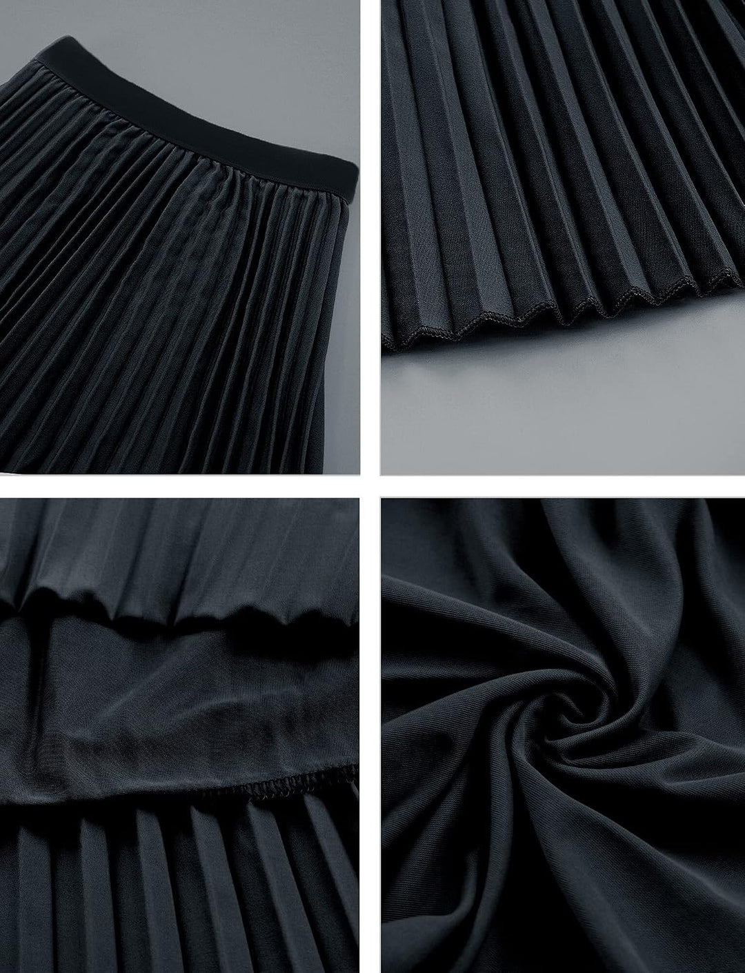 Maeau Mädchen Plisseerock Einfarbiger, Faltenrock Chiffon Gummizug in der Taille, Rock Lang für Frei