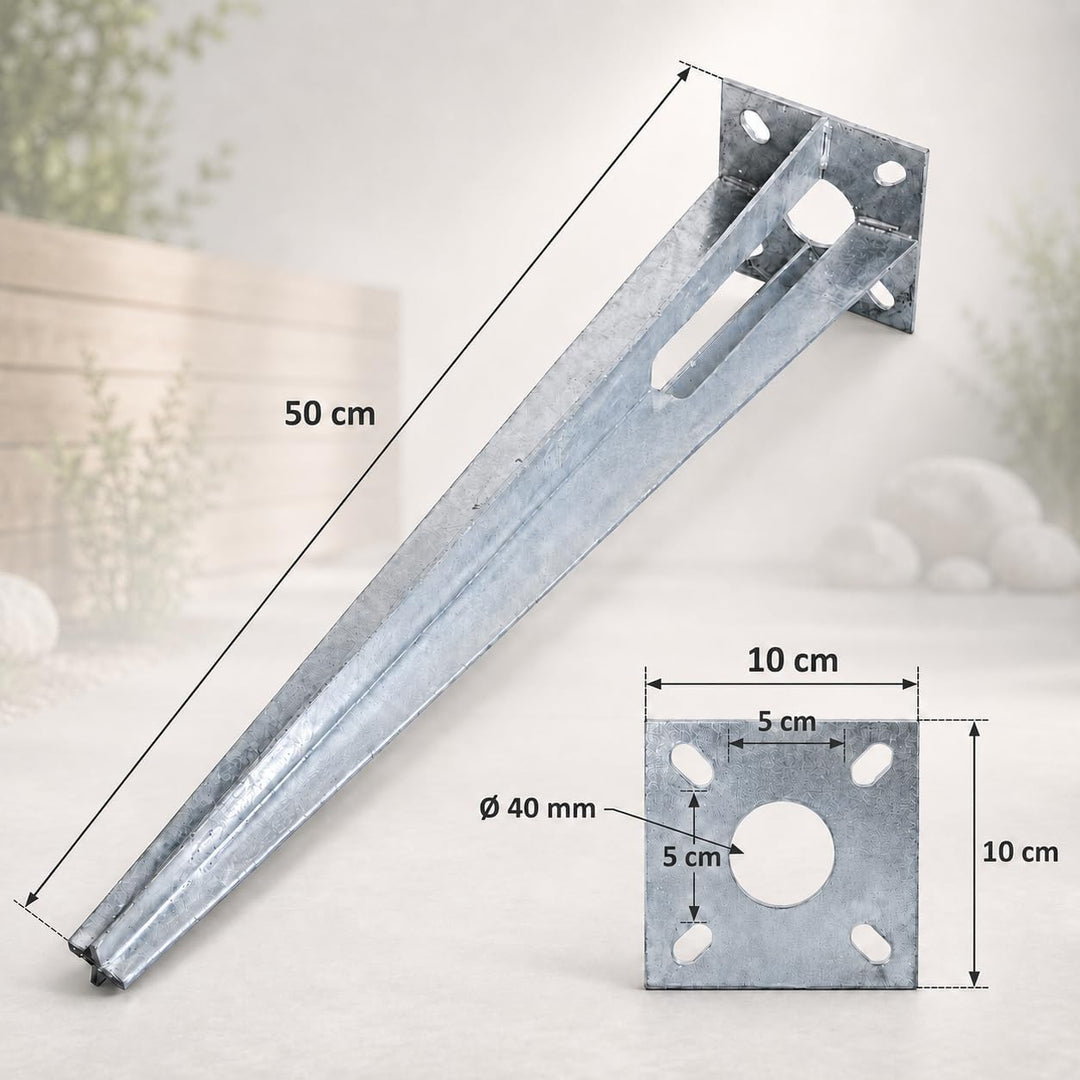 TRUTZHOLM 3X Einschlaghülse Ø 40 mm – 50 cm – verzinkte Bodenhülse für Zaunpfosten & Sichtschutz – P