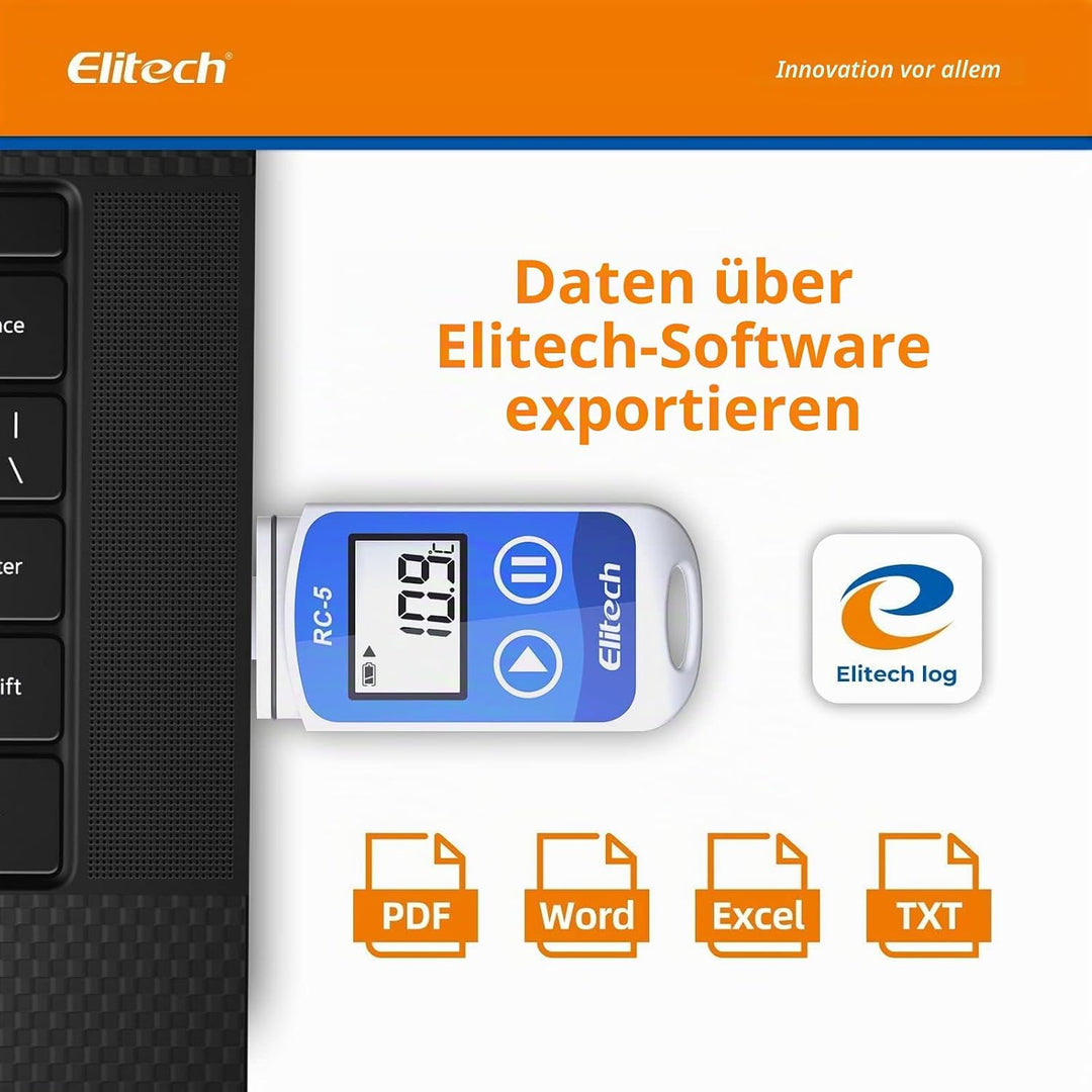 Elitech RC-5 Temperatur Datenlogger, IP65 Wasserdicht, 32000 Punkte Kapazität - Mini USB Temperaturr