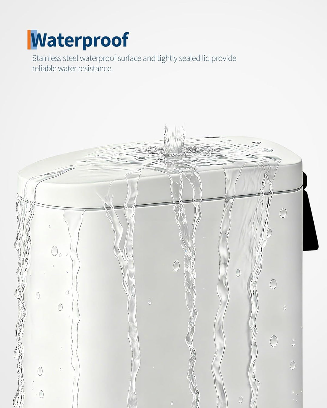 GarveeHome 10 Liter badezimmer mülleimer aus Edelstahl mit Deckel, schlankes und wasserdichtes Desig
