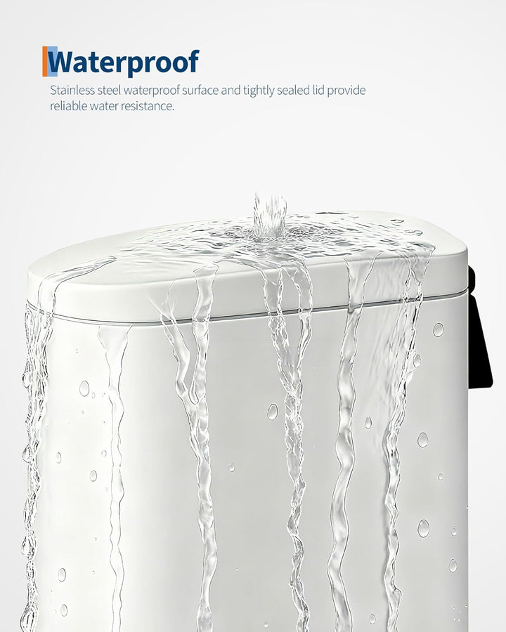 GarveeHome 10 Liter badezimmer mülleimer aus Edelstahl mit Deckel, schlankes und wasserdichtes Desig