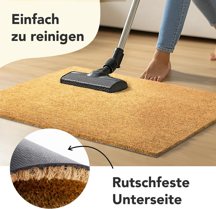 Floordirekt Fussmatte für Innen und Aussen, 50x80 cm Natur, Türmatte aus Kokos, Schmutzfangmatte für