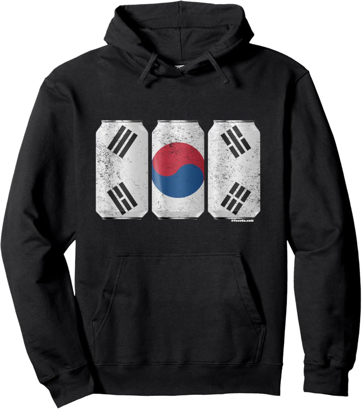 Cool Graphic Beer Cans Korea Flag Pullover Hoodie