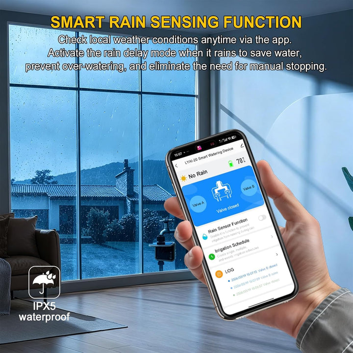 Nikou Bewässerungscomputer WLAN, 2 Ausgänge Bewässerungssystem Solaranlagen Zeitschaltuhr Gartenbewä