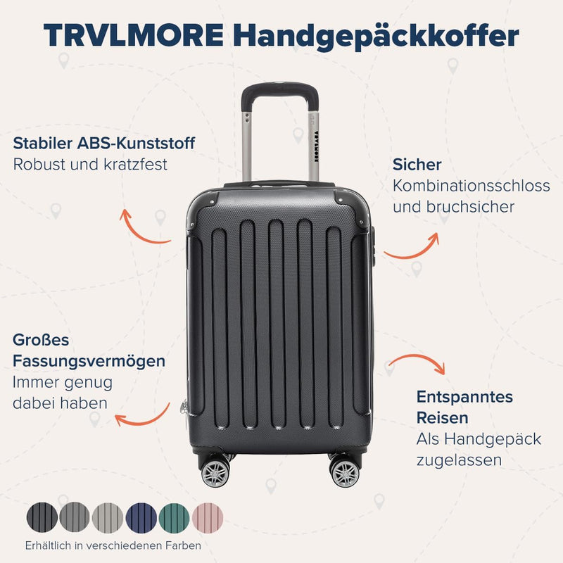 TRVLMORE Handgepäck Koffer 55x40x20cm - Koffer & Trolleys, Reisekoffer mit Rollen, Handgepäck Trolle