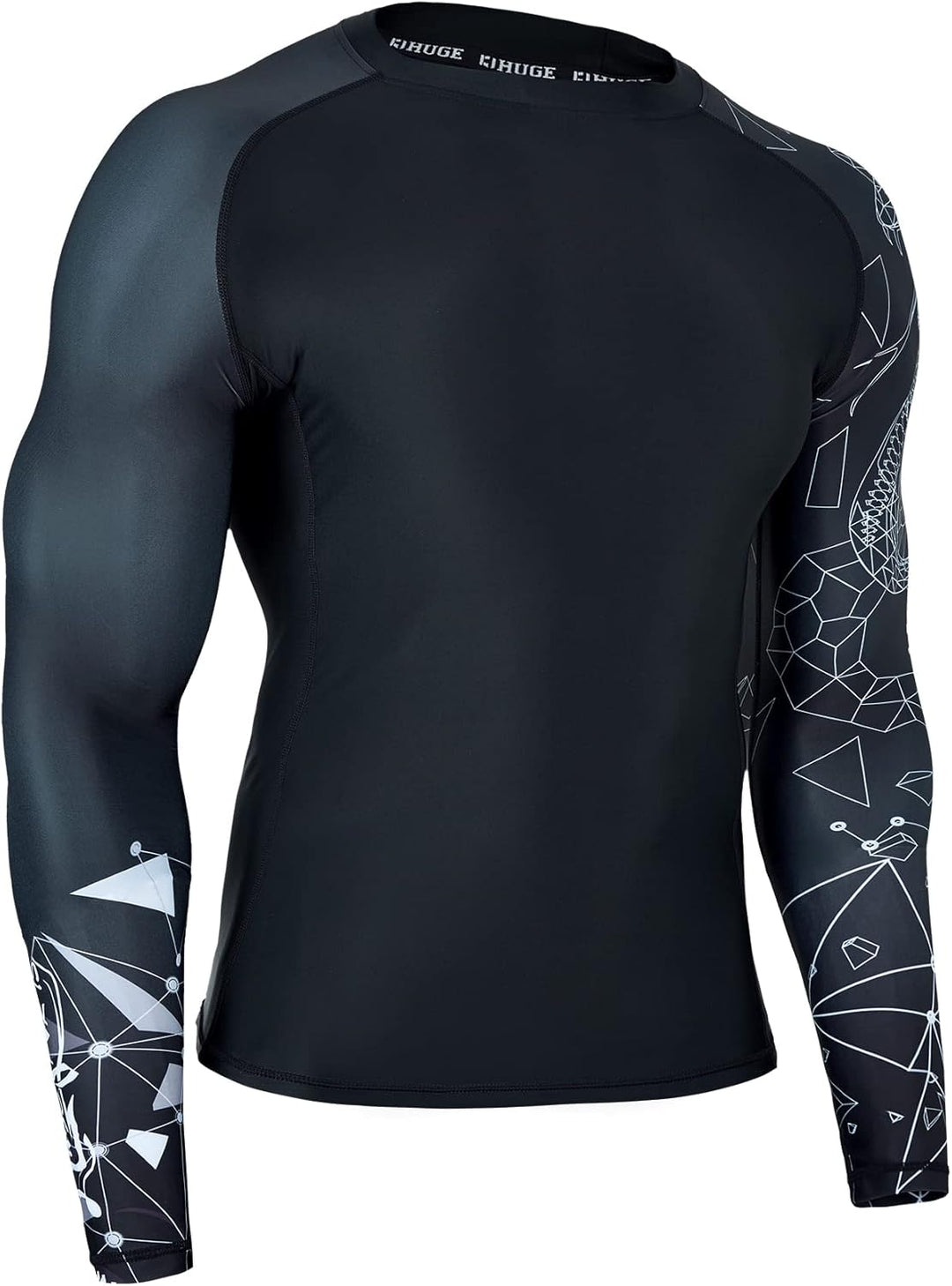 HUGE SPORTS Wildes Tier Rashguard Sonnenschutz Schnelltrocknend Kompression Schwimmshirt L Gefüttert
