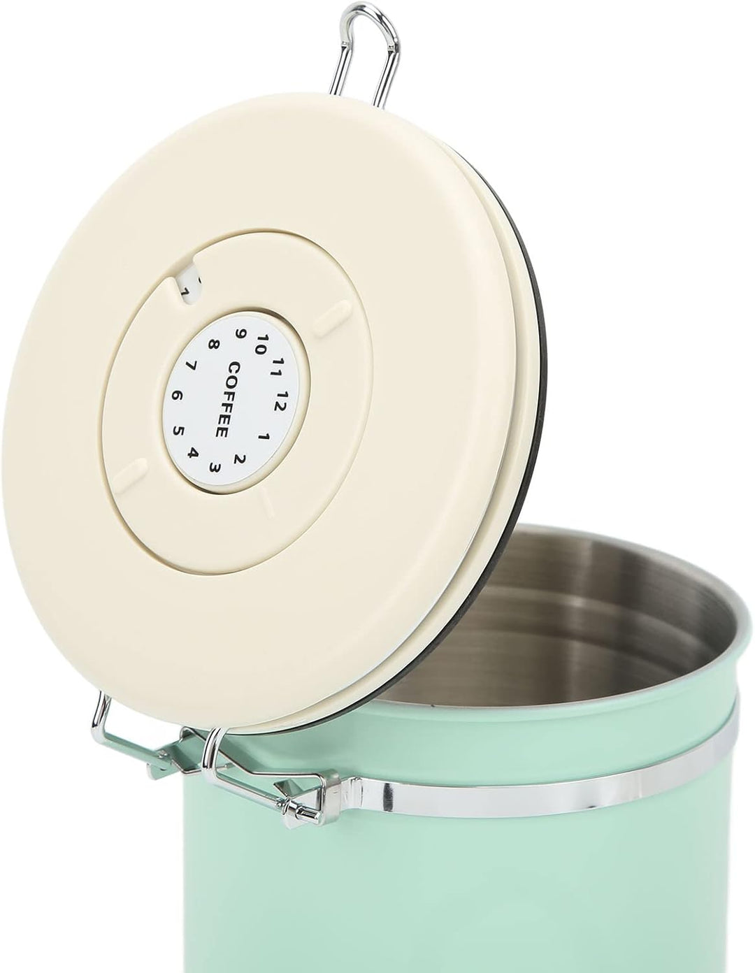 Kaffeedose, Einwegventil, Dualer, Mintgrüner Lebensmitteldose, Datumsrad, Haushalts-Edelstahl (1,8 L