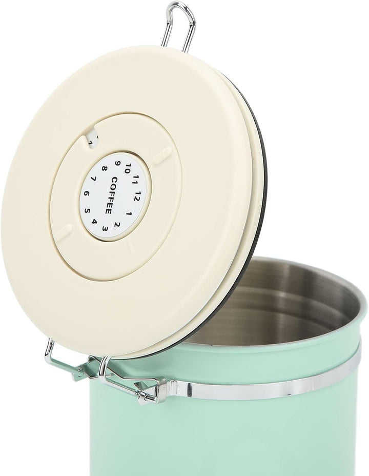 Kaffeedose, Einwegventil, Dualer, Mintgrüner Lebensmitteldose, Datumsrad, Haushalts-Edelstahl (1,8 L