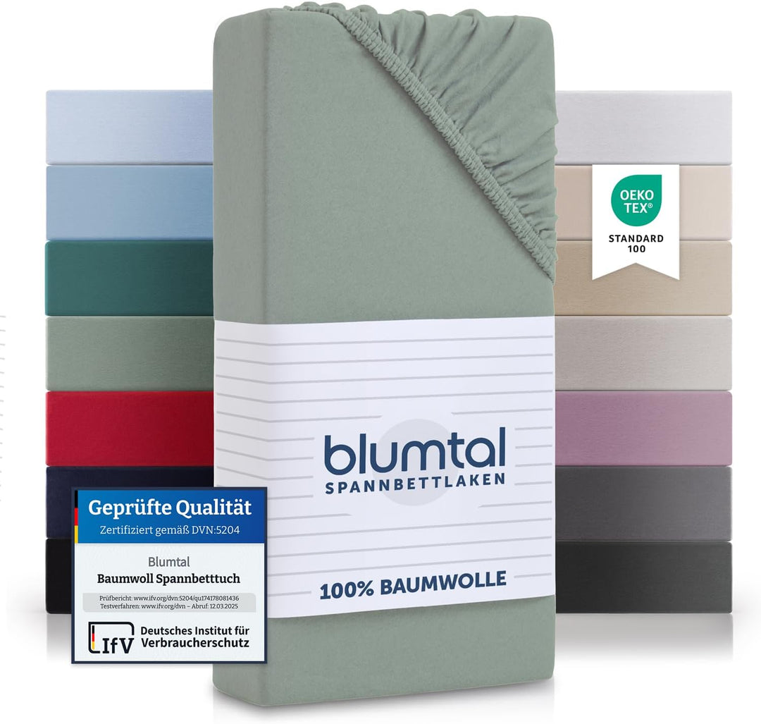 Blumtal® Spannbettlaken 160x200cm Basics Jersey im 2er Set - Bettbezug 160x200 cm aus 100% Baumwolle