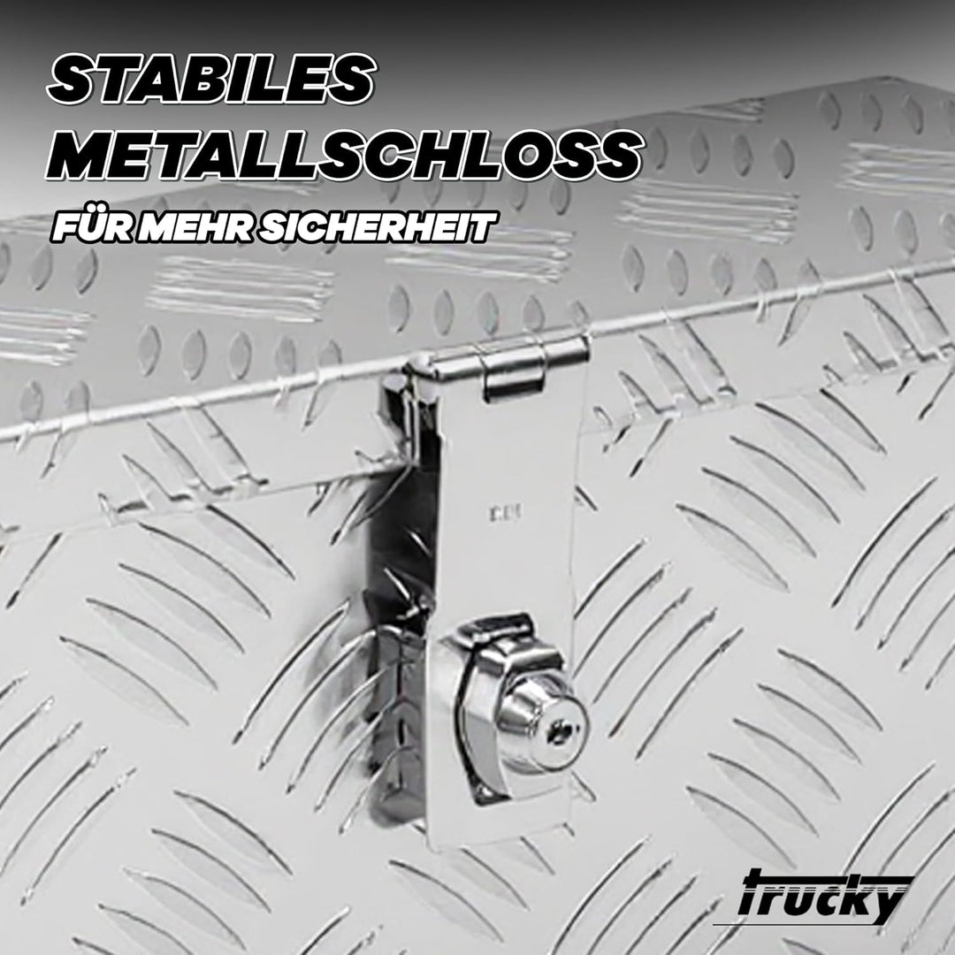Trucky Truckbox aus Aluminium, Modell D015, 50x14x20cm, Abschliessbar, Robustes Riffelblech, inklusi