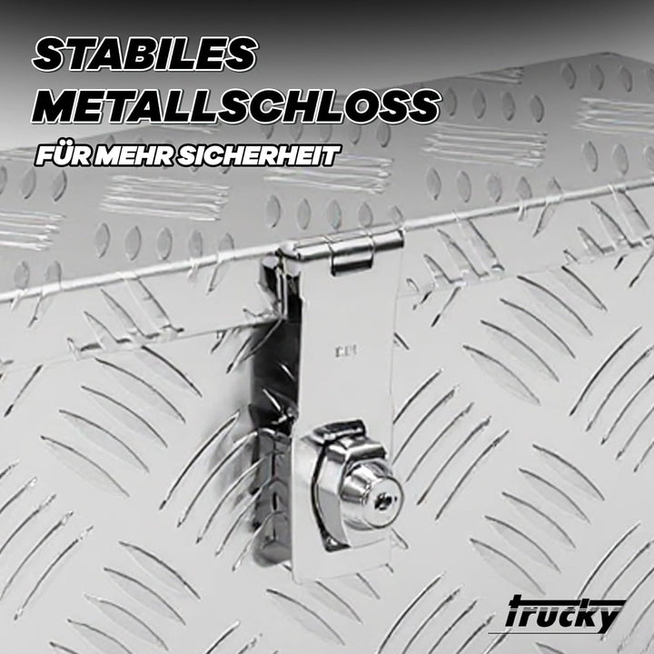Trucky Truckbox aus Aluminium, Modell D015, 50x14x20cm, Abschliessbar, Robustes Riffelblech, inklusi