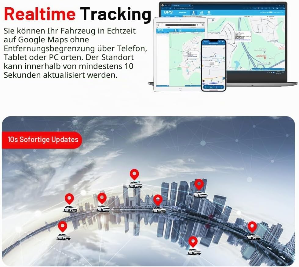 GPS Tracker 4G für Auto, mit Acc-Alarm ohne ABO, GPS-Sender Anti-Diebstahl-Echtzeit-Positionierungs-