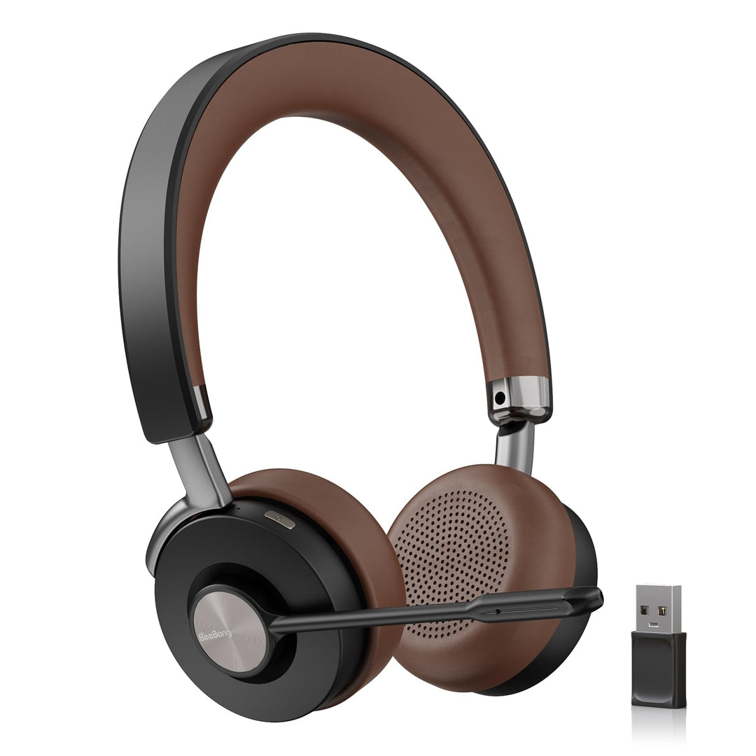 Headset mit Mikrophone Kabelloses, Bluetooth Headset für PC Laptop, 32h Gesprächszeit, USB A Dongle