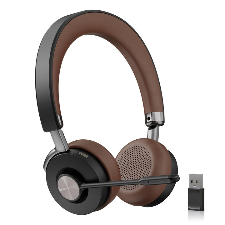 Headset mit Mikrophone Kabelloses, Bluetooth Headset für PC Laptop, 32h Gesprächszeit, USB A Dongle