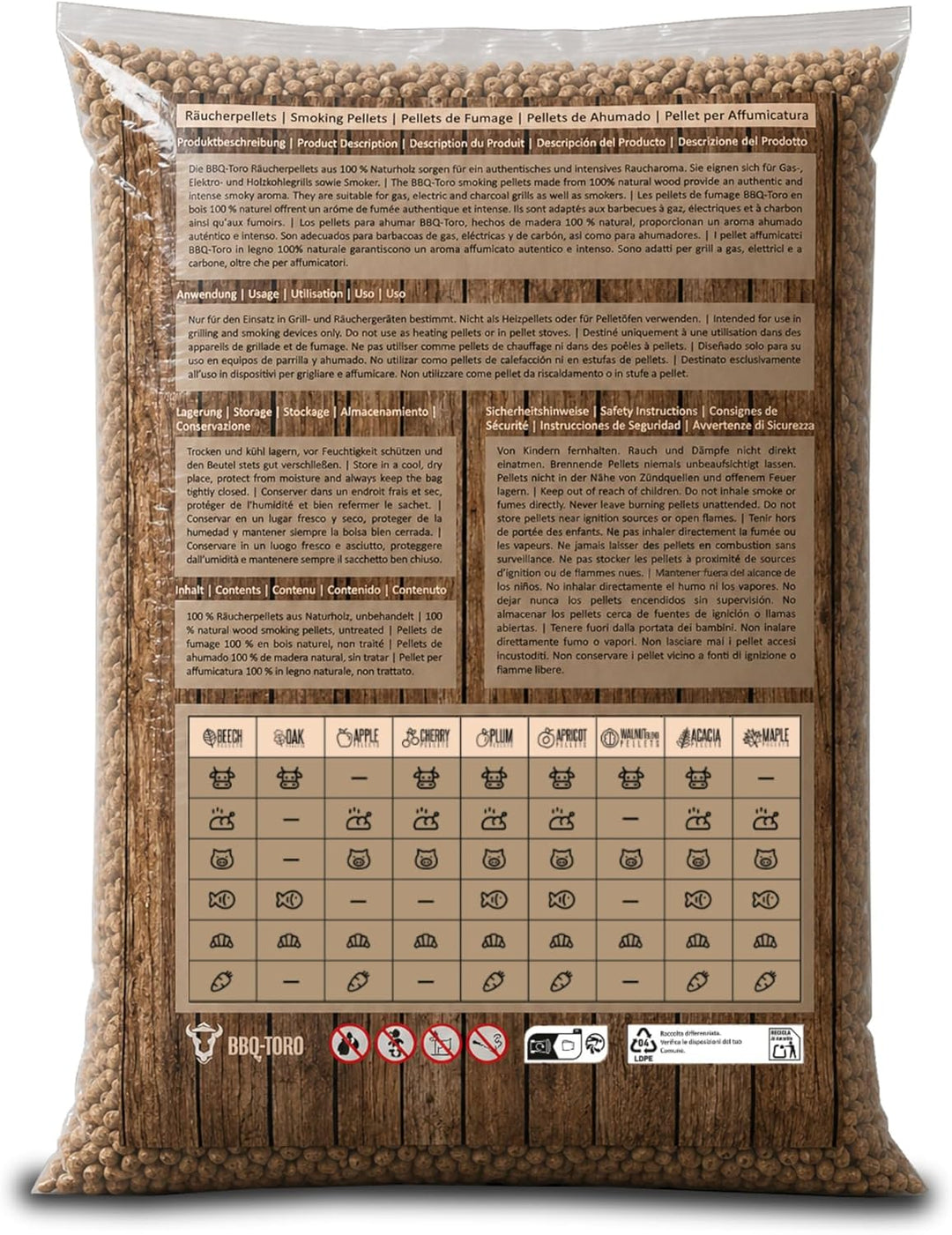 BBQ-Toro Acacia Pellets aus 100% Akazienholz | 10 kg | Akazienpellets für Grill, Smoker, Pellet-Pizz