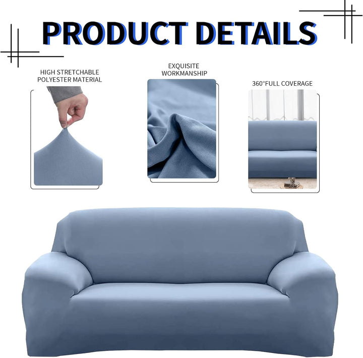 Lydevo Sofabezug 3 Sitzer Stretch Sofahusse Elastischer Sofabezug Spandex Sofa Überzug mit 2 Kissenb