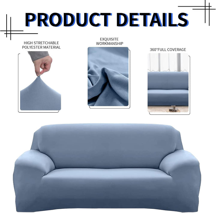 Lydevo Sofabezug 1 Sitzer Stretch Sofahusse Elastischer Sofabezug Spandex Sofa Überzug mit 3 Kissenb