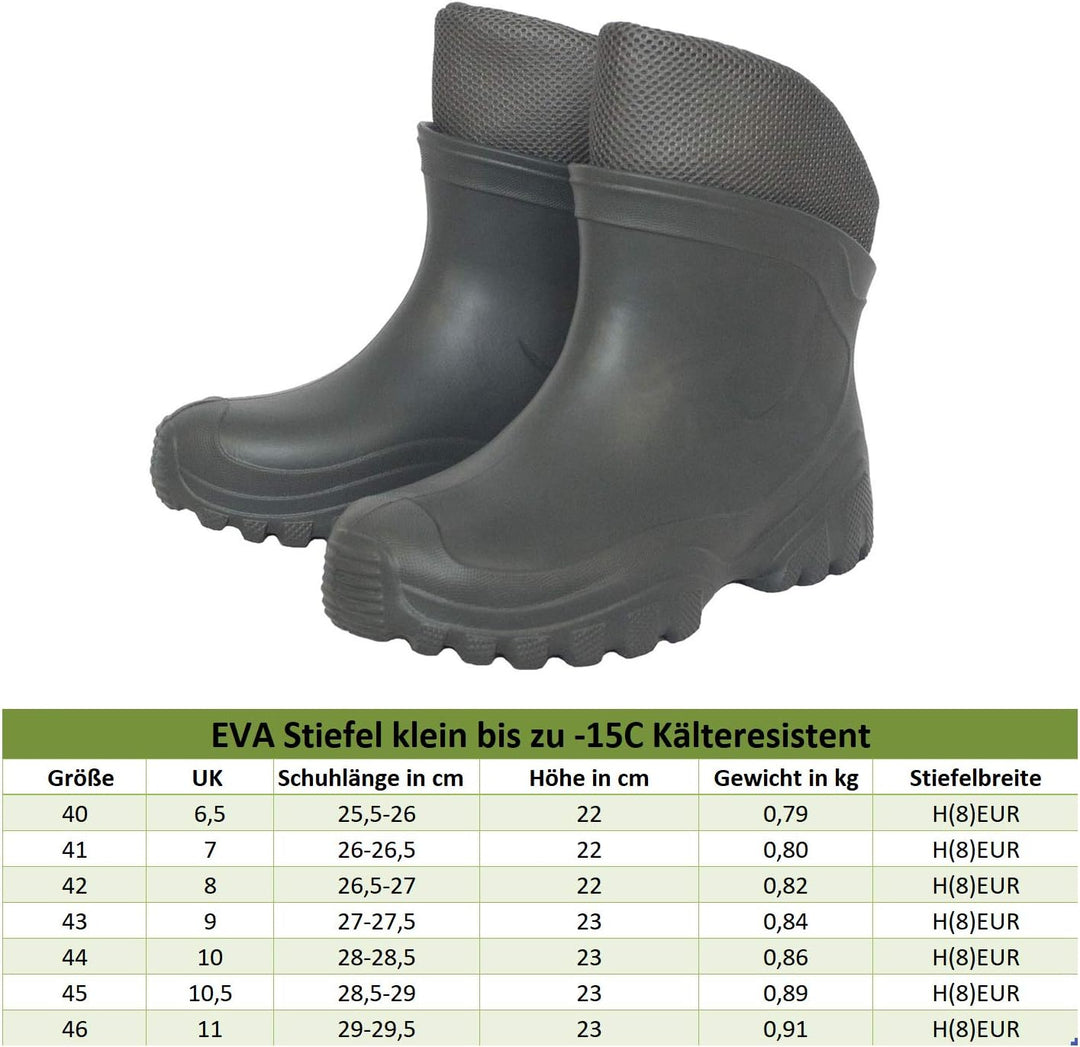 FortMen Federleichte Eva Gummistiefel Gartenschuhe Gr 40-46 - Mit warmen herausnehmbarem gefütterten