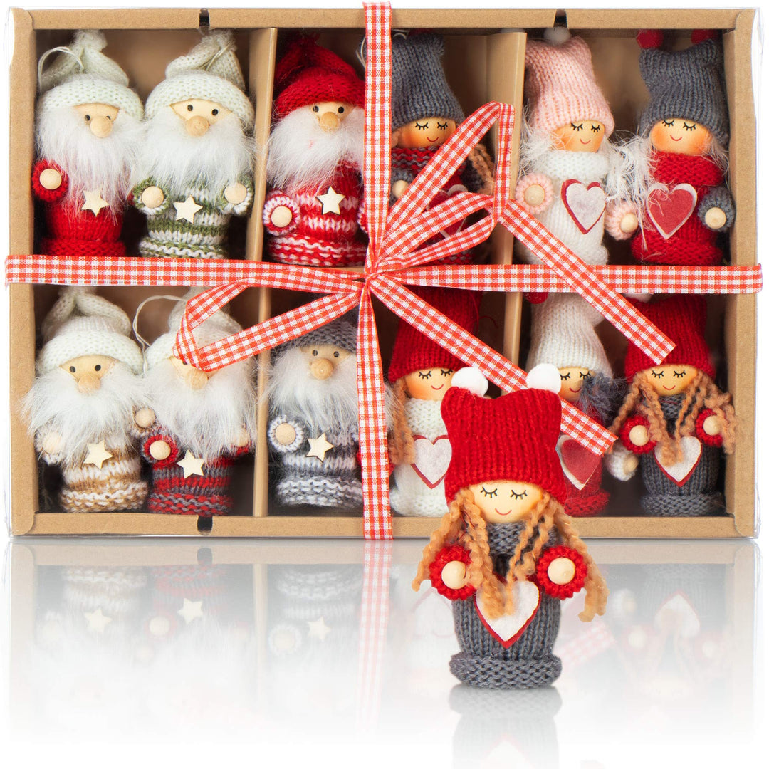 COM-FOUR® 12x Premium Weihnachtsmann-Anhänger - Engel und Wichtel für den Weihnachtsbaum, Bezaubernd