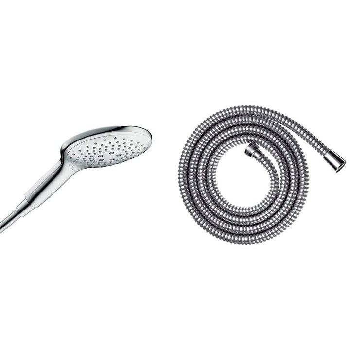 hansgrohe Raindance Select S 150 Duschkopf, 3 Strahlarten, wassersparend, Chrom & Metaflex Duschschl