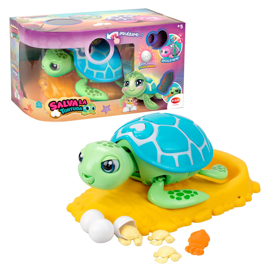 Bizak Speichern Sie die Schildkröte grüne Farbe, interaktives Haustier für Jungen und Mädchen, unbox