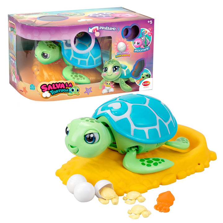 Bizak Speichern Sie die Schildkröte grüne Farbe, interaktives Haustier für Jungen und Mädchen, unbox