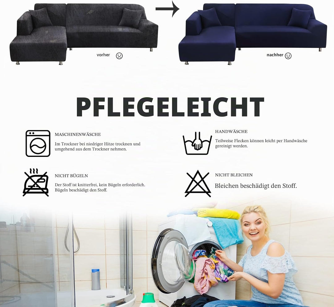 Lydevo Sofabezug Ecksofa L Form Sofa Überwürfe Stretch Sofabezug L Form Rechts oder Links mit Zwei K