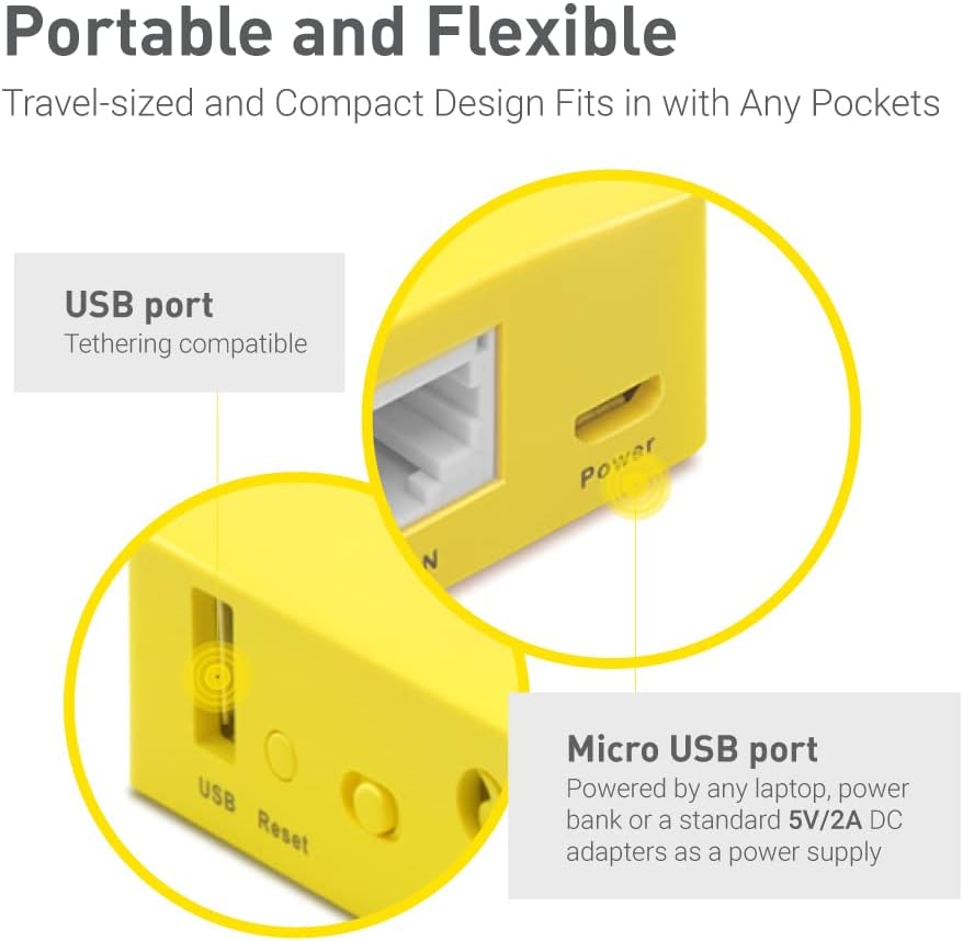 GL.iNet GL-MT300N-V2 WLAN Router Mobile Smart Mini Pocket VPN Reiserouter 3G/4G bis zu 300Mbit/s (2,