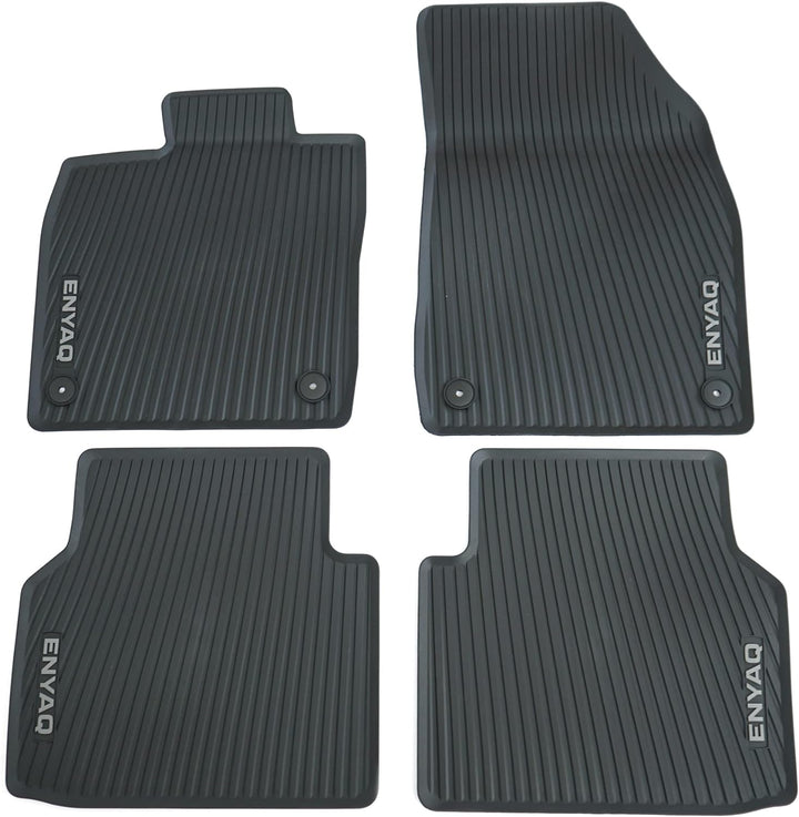 Skoda 5LA061500 Allwetterfussmatten 4X Gummimatten Gummi Fussmatten, mit Enyaq Schriftzug, schwarz/g