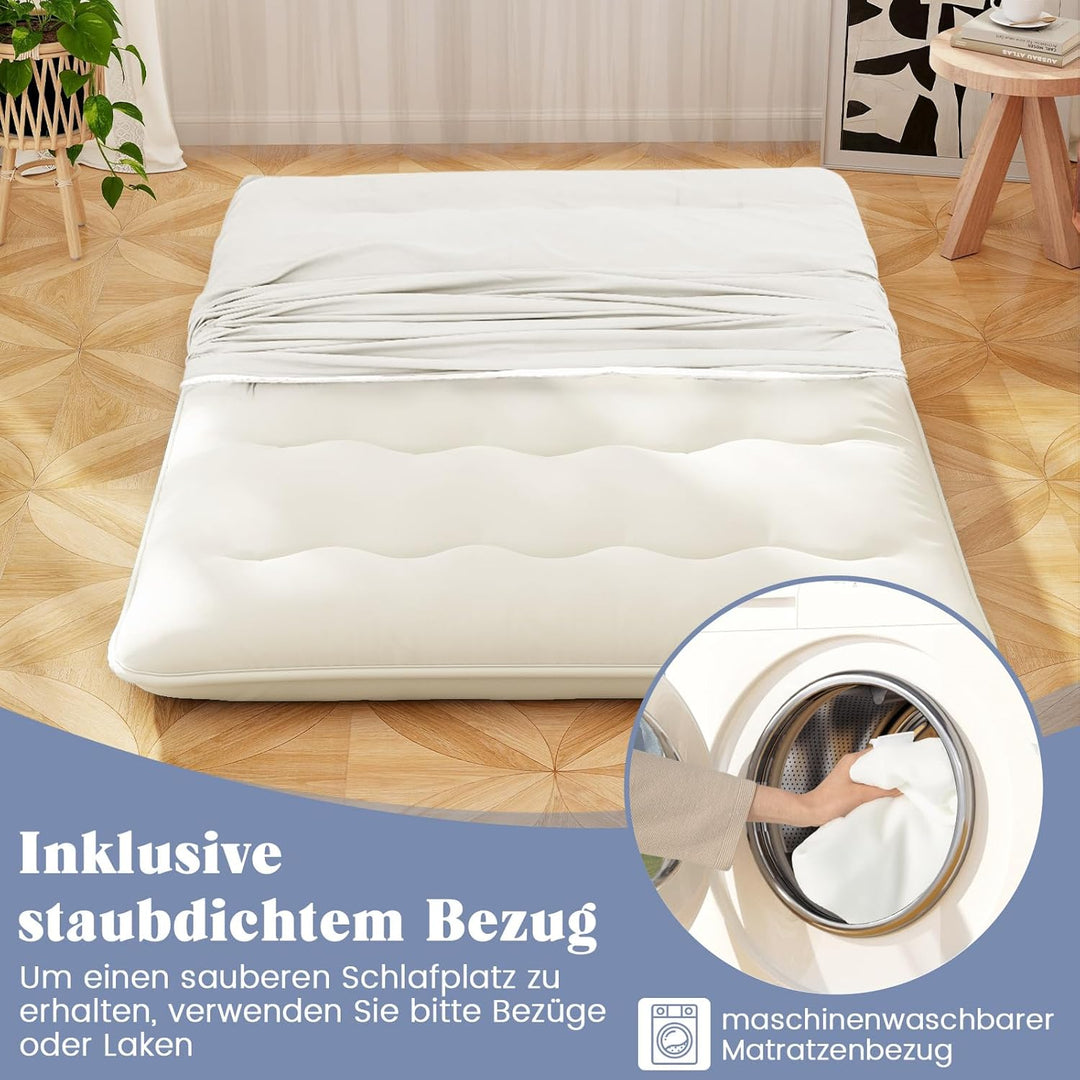 COSTWAY Japanische Futon Matratze, Tatami-Matte, Bodenmatratze, Klappmatratze mit waschbarem Bezug,