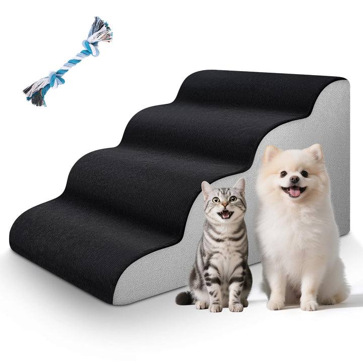 4 Stufen Haustiertreppe, Hundetreppe für Kleine Hunde, Hochdichter Schwamm Haustiertreppe Hundetrepp