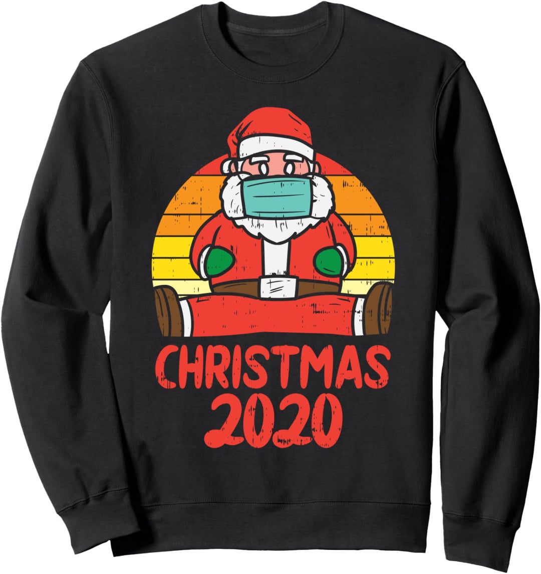 Santa Face Mask Christmas 2020 Xmas Quarantine Pajamas Gift Sweatshirt